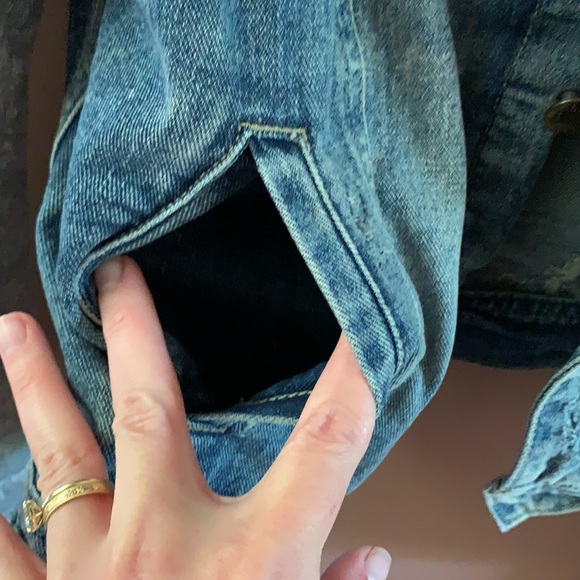 Free People Distressed Denim Knit Hooded Jacket - Picture 6 of 10